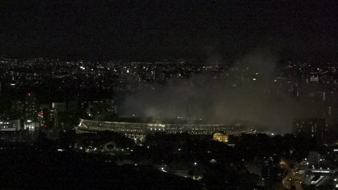 Central Tokyo celebrating the opening ceremony of the Tokyo Olympics
