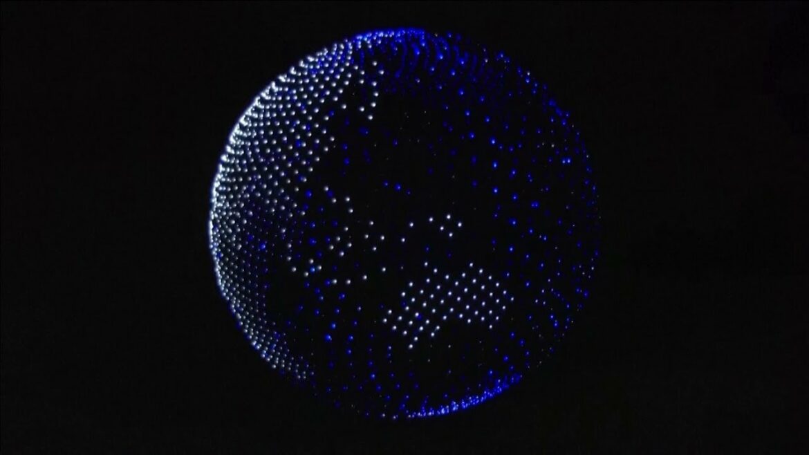 Constellation of drones form globe at Tokyo opening ceremony