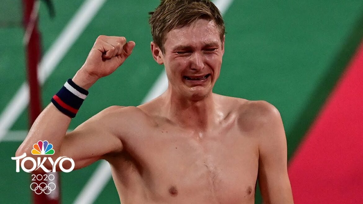 Denmark’s Viktor Axelsen LOSES IT after winning badminton gold | Tokyo Olympics | NBC Sports