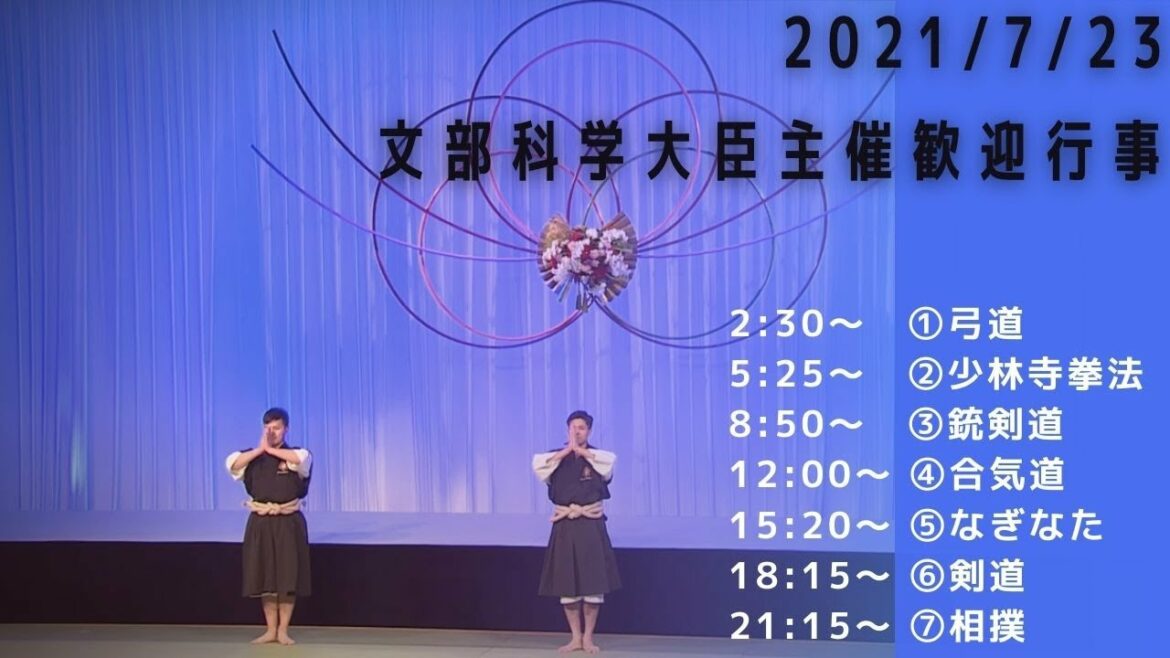 Showcased 7 modern martial arts to the world’s sports ministers Just before the opening ceremony of the Olympics Welcome event sponsored by the Minister of Education, Culture, Sports, Science and Technology