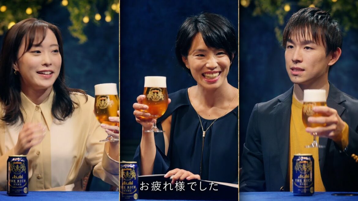 Olympian toasts! “Beast” Kaori Matsumoto is a table tennis player, Kasumi Ishikawa, and Koki Niwa are all “Asahi The Rich” Web-only CM “Cheers of Olympians” “Encounter” & “Cheers again!”