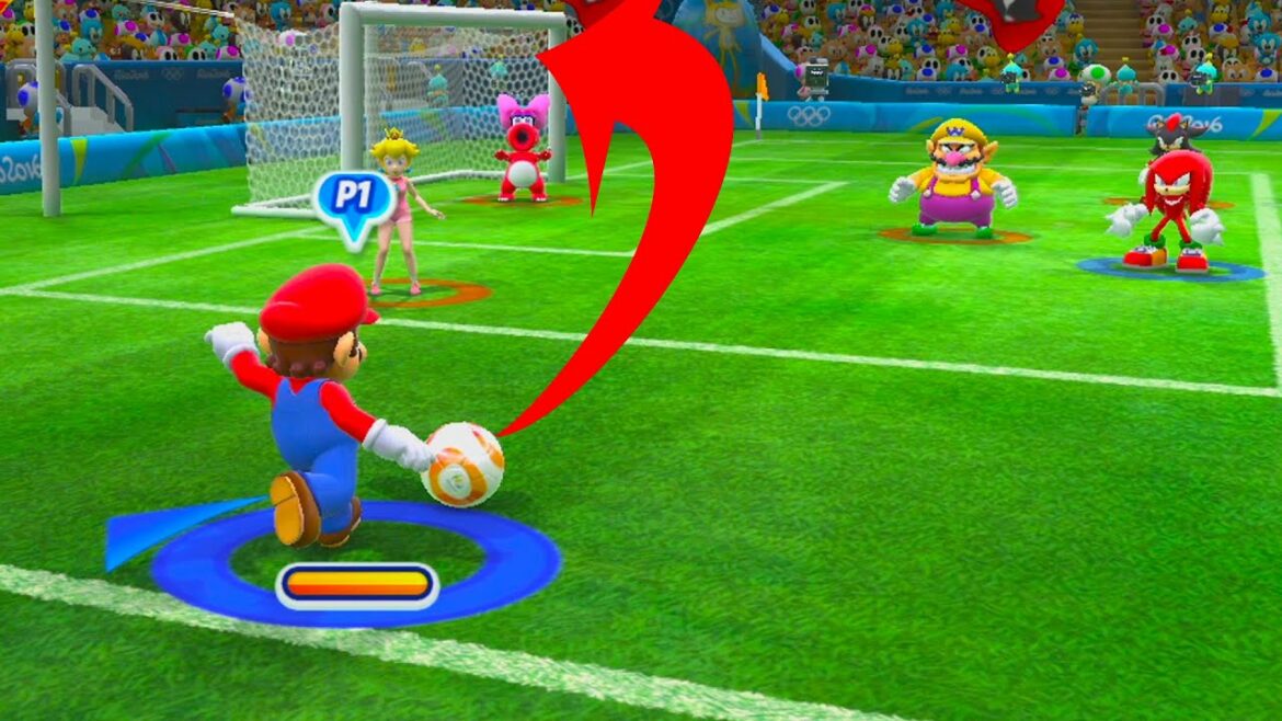 Mario and Sonic at The rio 2016 Olympic Games Football Characters Knuckles vs Luigi and Mario