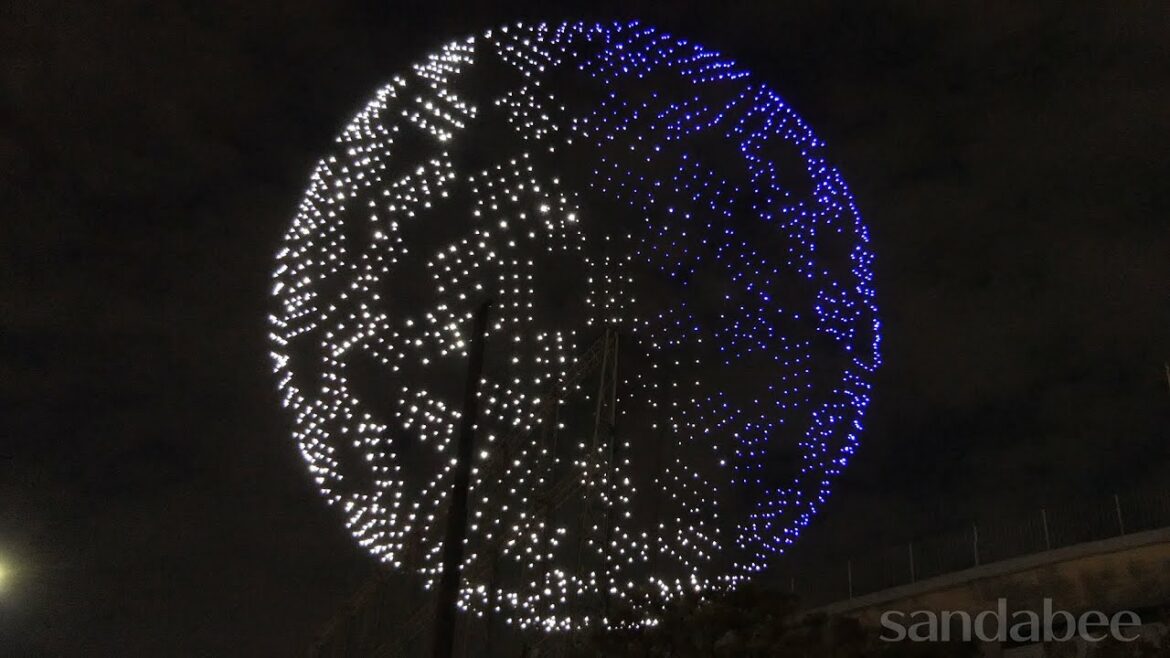 オリンピック開会式夜空を彩るドローン。Drone Light Show that coloring the Night Sky at Tokyo Olympics Opening Ceremony.