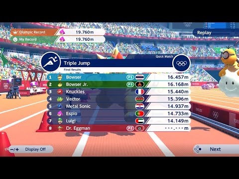 Mario & Sonic at the Olympic Games Tokyo 2020 : Gameplay – All char.best of Triple Jump (3 Players)