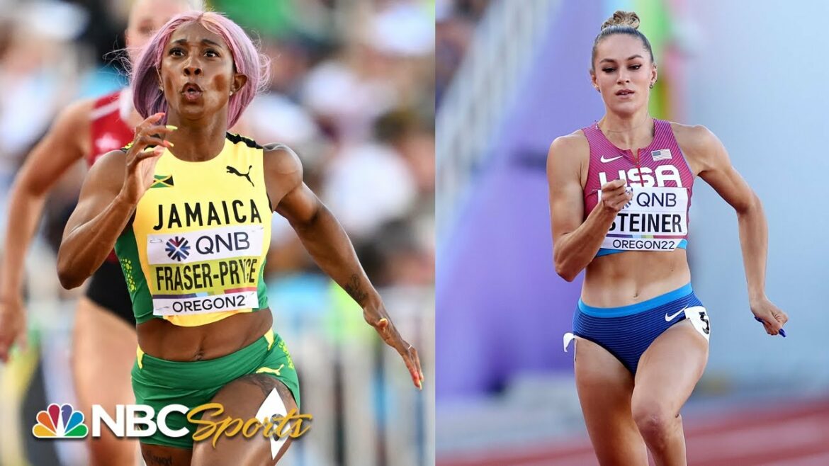 Abby Steiner duels Fraser-Pryce in epic women’s 200m semifinal at Worlds | NBC Sports