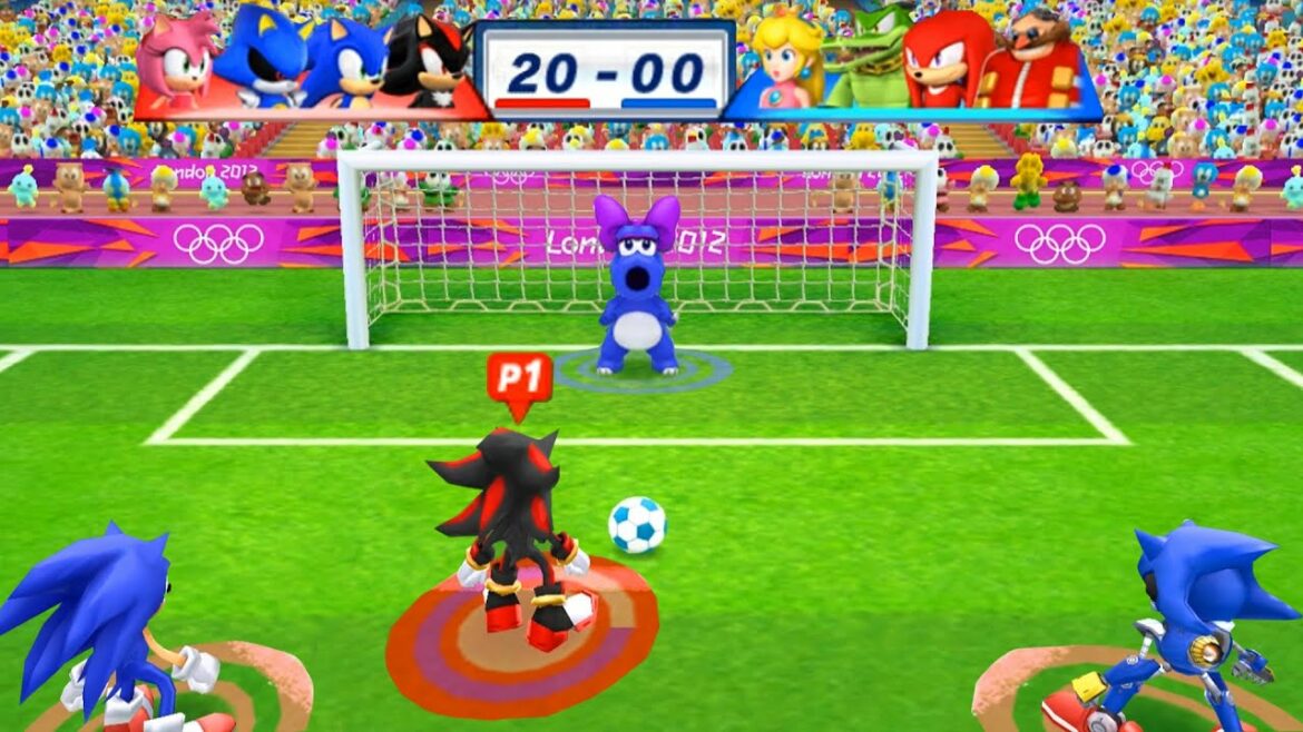 Mario & Sonic At The London 2012 Olympic Games Football Shadow, Sonic, Metal Sonic, Amy