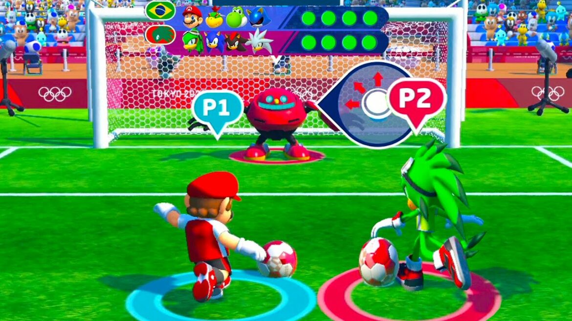 Mario and sonic at the Olympic games 2020 Football 2 Player Team Mario vs Team Jet ( Jinnagaming )