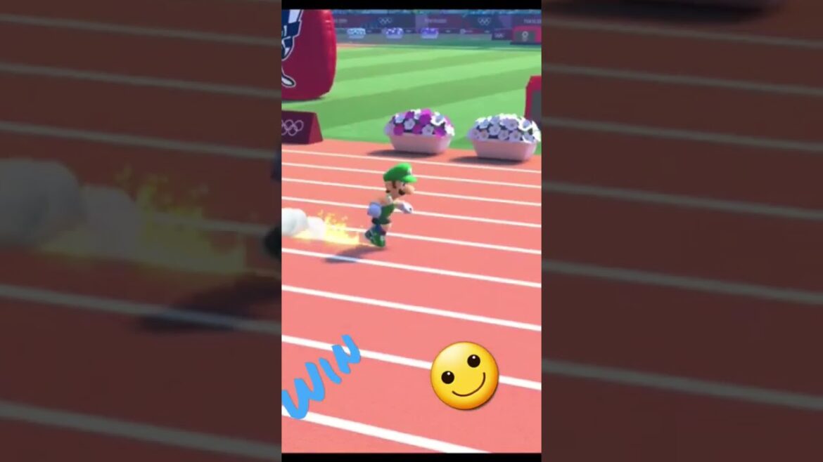 Luigi Win on 100m, Mario and Sonic Tokyo 2020 #shorts