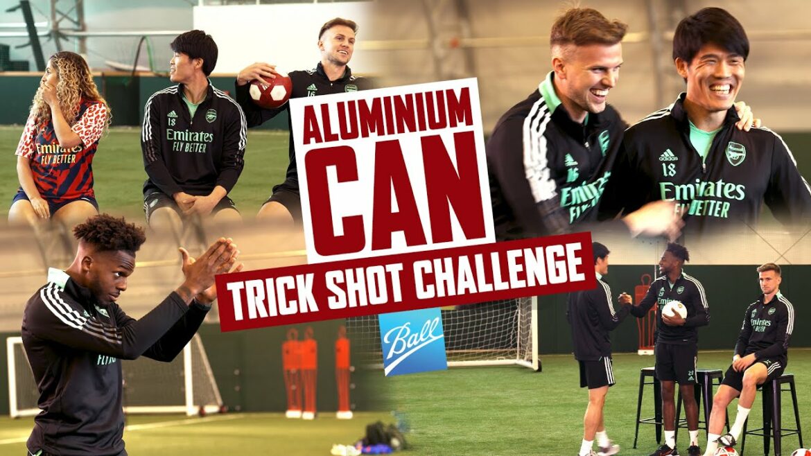 Aluminium Can Trick Shot Challenge | Arsenal x Ball Corp | Tomiyasu, Tavares, Holding & Pavlou