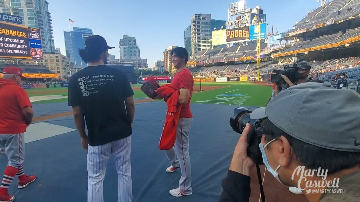Angels' Shohei Ohtani & Padres' Yu Darvish Meet Up at Petco Park