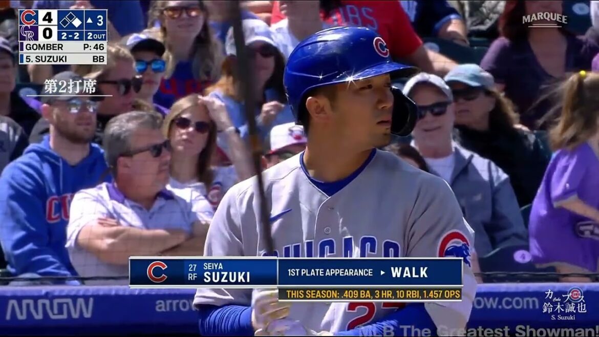 [Seiya Suzuki]No. 4 home run with great cheers in enemy territory! 4 HRs in 9 games since his debut.