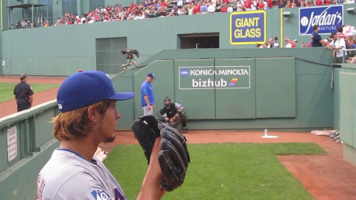 Yu Darvish Bullpen- Fenway Park August 6, 2012. WWW.BULLPENVIDEOS.COM