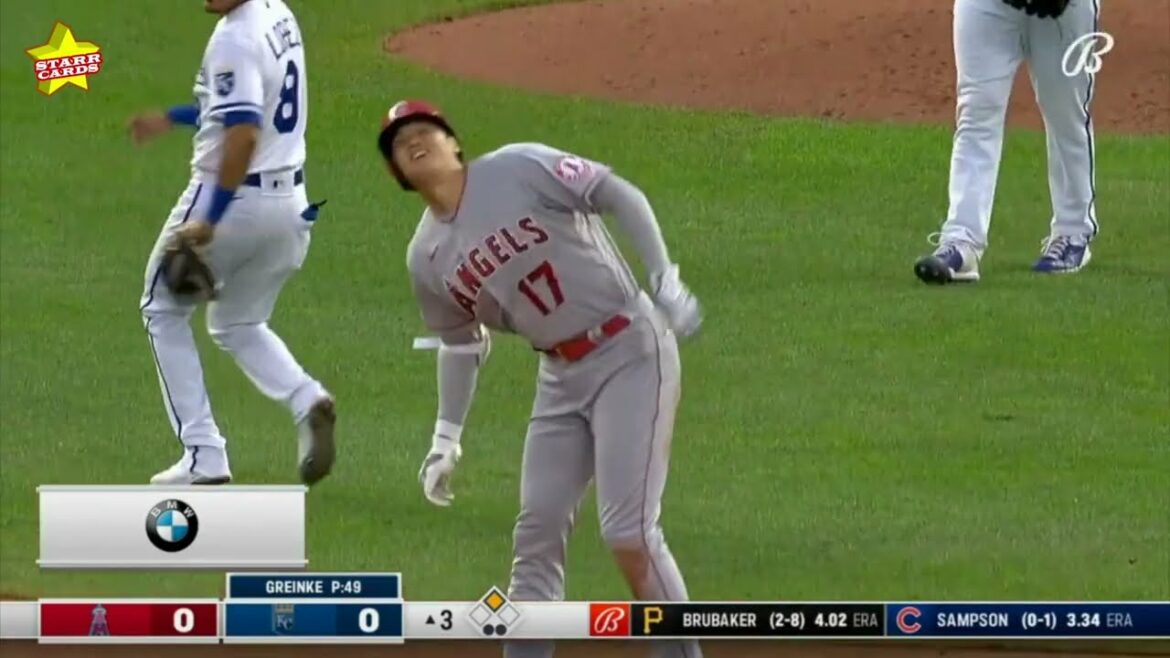 Shohei Ohtani overcomes pain of fouling ball off right leg to hit his 16th double of the season