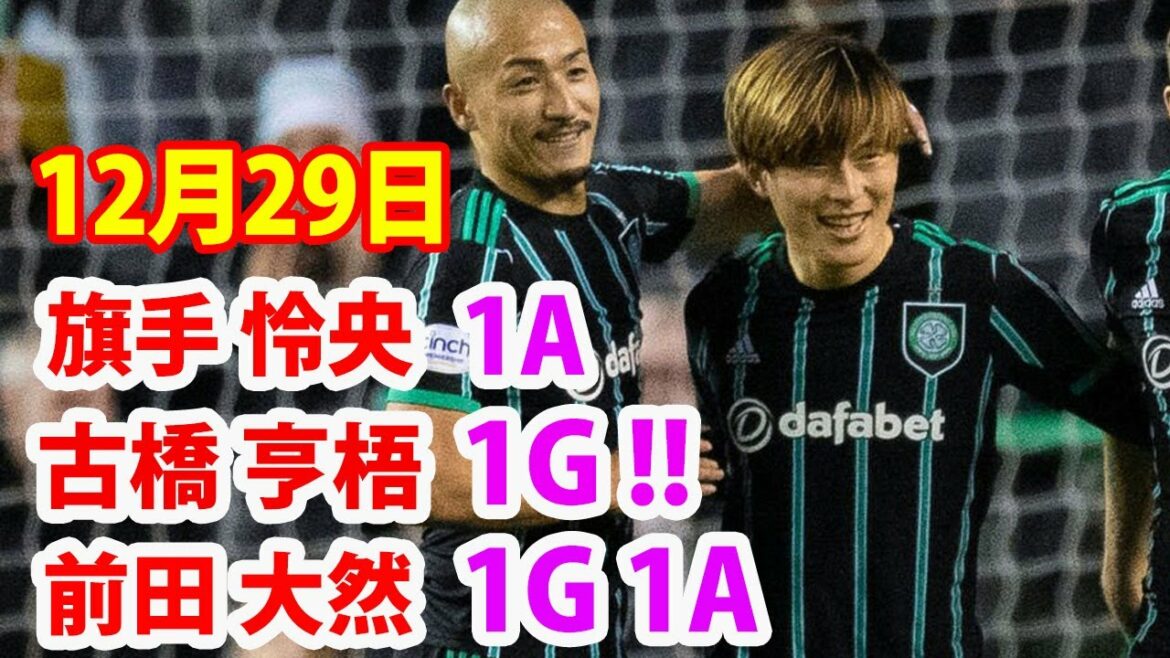 December 29[Leo Hatate, Kyogo Furuhashi, Daizen Maeda Highlights]Daizen Maeda scored his fifth goal of the season with a super goal!Kyogo Furuhashi wins 3 games in a row, Celtic wins 12th consecutive league win