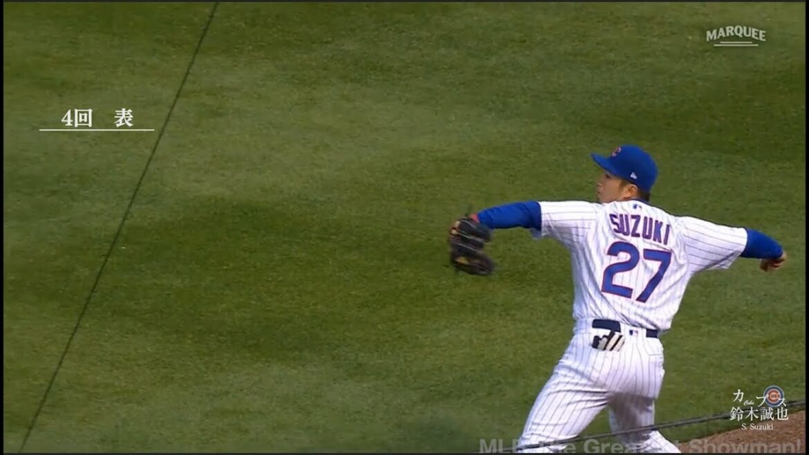 [Seiya Suzuki]1 hit in 4 at-bats, 2 points in a timely double & assisted Tsutsugo's fly with a laser beam, contributing to the team's victory!