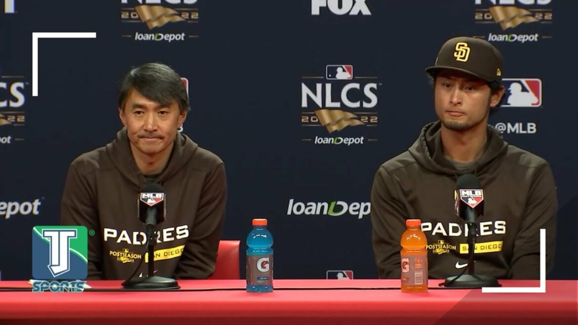 Yu Darvish talks San Diego Padres v Philadelphia Phillies game Yu Darvish talks San Diego Padres v Philadelphia Phillies game