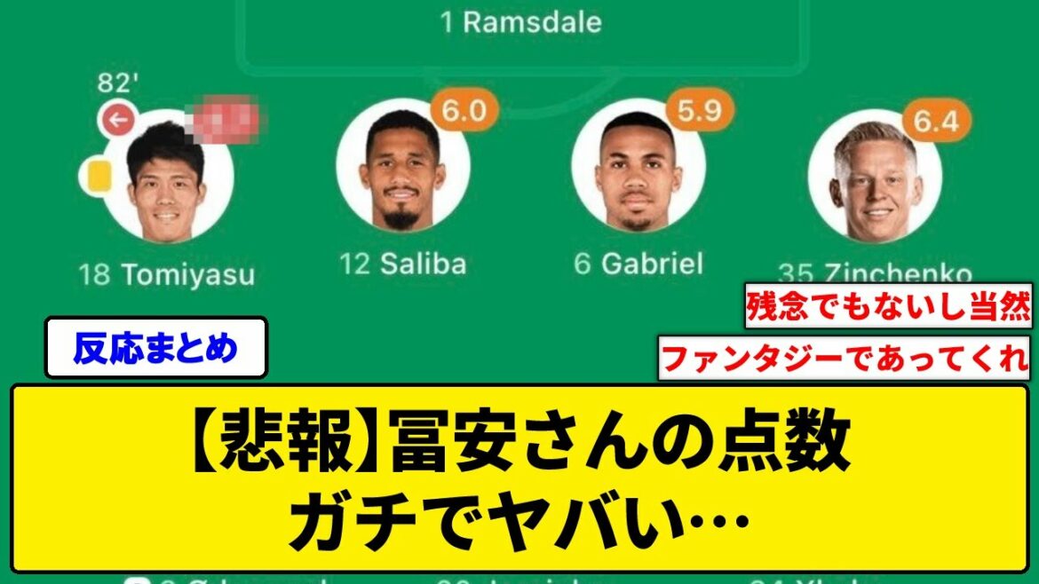 [Sad news]Mr. Tomiyasu's score this time is so dangerous that it is flooded with criticism from the local area...