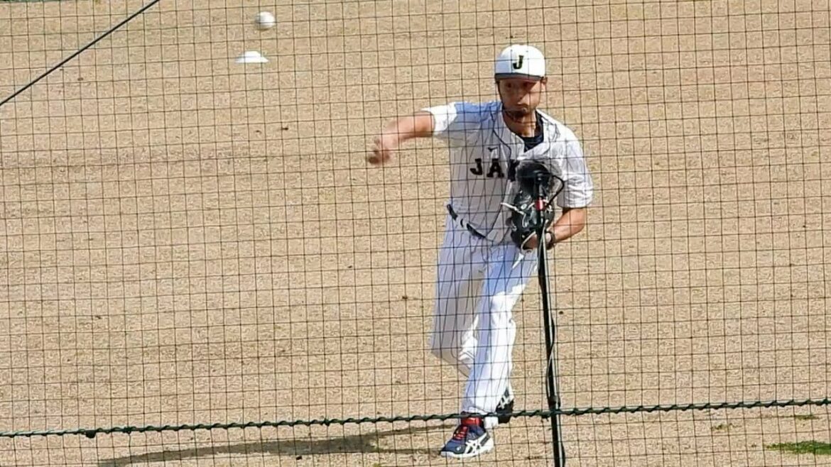 [Curved egg!  ]Darvish adjusts his own catch ball with catcher Tsuruoka by shifting the time alone while throwing a breaking ball[Samurai Japan Miyazaki Camp]2023.2.17