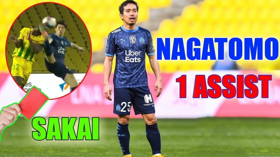 Yuto Nagatomo gets his first assist in Ligue 1! Hiroki Sakai is sent off with a red card