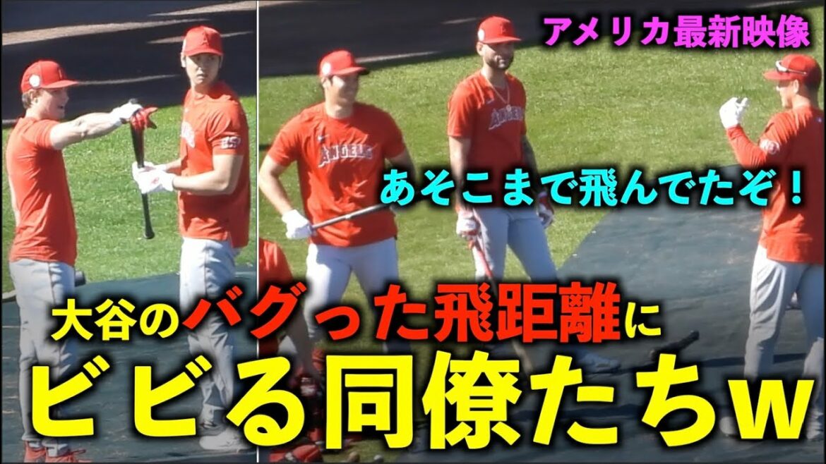America's latest video! Colleagues are terrified by Shohei Ohtani's buggy flight distance!  10 bullets, such as 140m bullets, jump out over the fence! Angels[Local Video]Spring Camp]