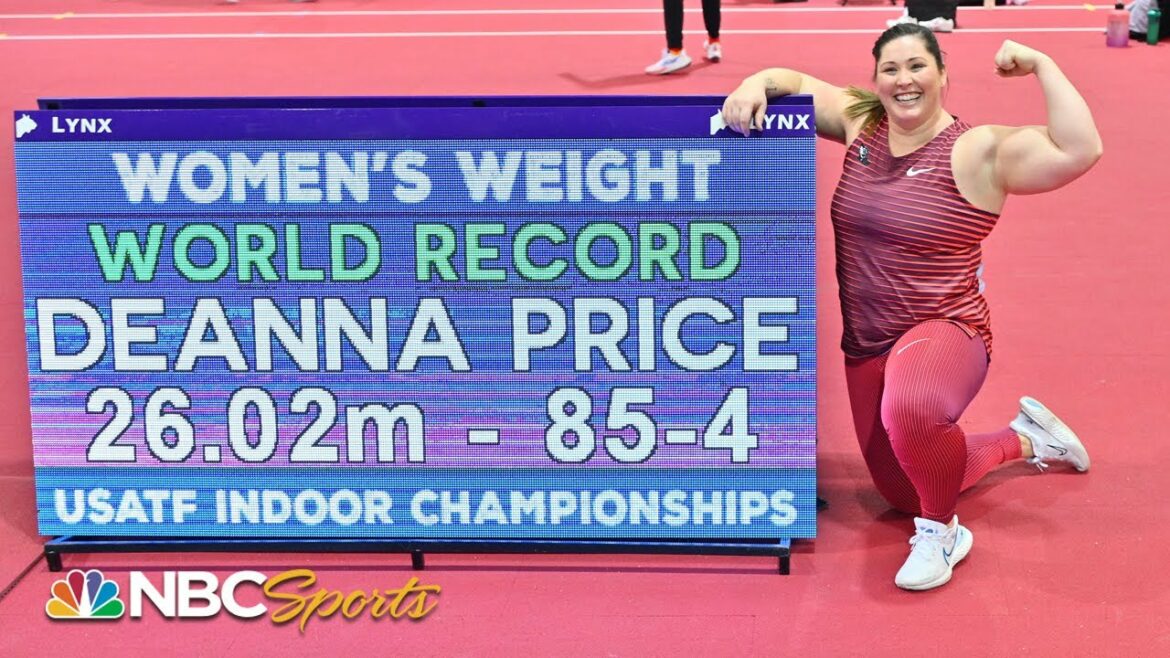 DeAnna Price demolishes WORLD RECORD in women’s weight throw at Indoor Nationals | NBC Sports DeAnna Price demolishes WORLD RECORD in women's weight throw at Indoor Nationals | NBC Sports