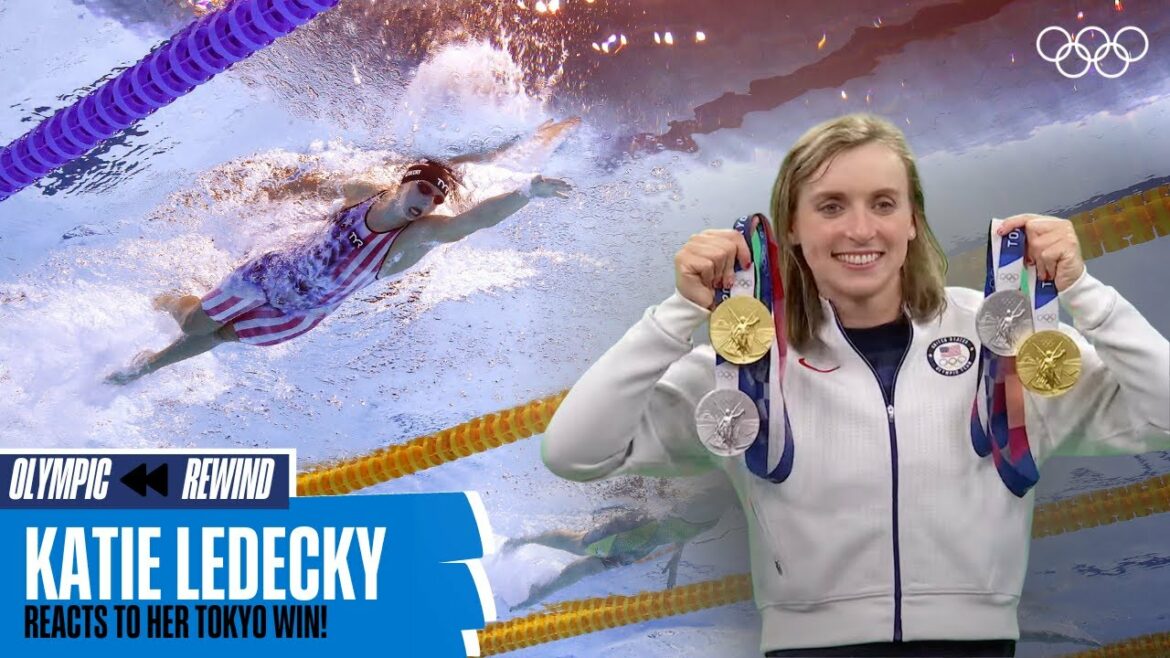 🏊🏻‍♀️ Katie Ledecky reacts to her Tokyo 2020 800m win!🥇🇺🇸