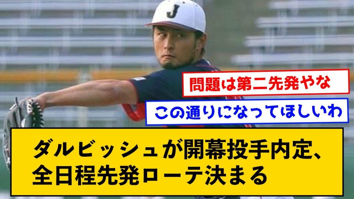 [Good news]Darvish has been appointed as the opening pitcher, and it seems that the starting pitcher has been decided for the entire schedule[with a comment on J]
