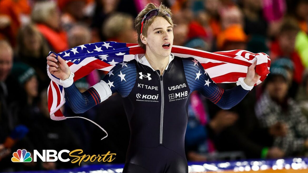 Jordan Stolz wins 1500m for record third individual gold at speed skating worlds | NBC Sports