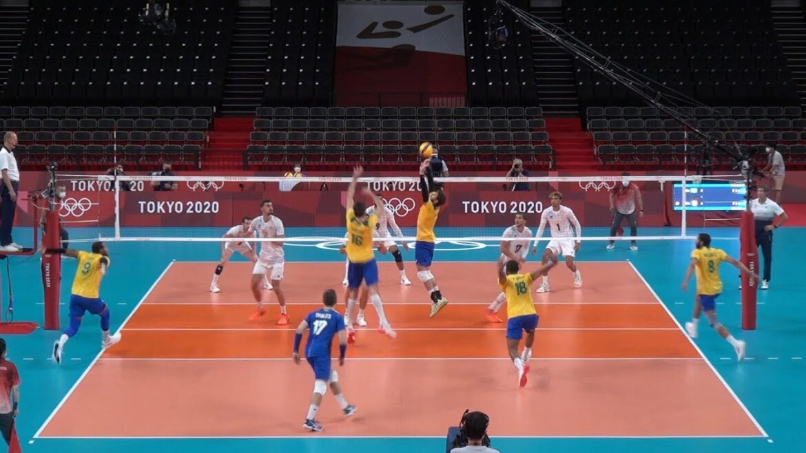 Bruno Rezende setting Brazil Volleyball at Tokyo Olympics Bruno Rezende setting Brazil Volleyball at Tokyo Olympics