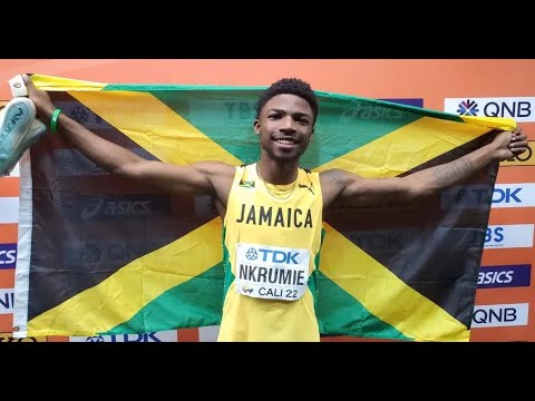 Bouwahjgie Nkrumie 100m race at Carifta Games 2023 Bouwahjgie Nkrumie 100m race at Carifta Games 2023