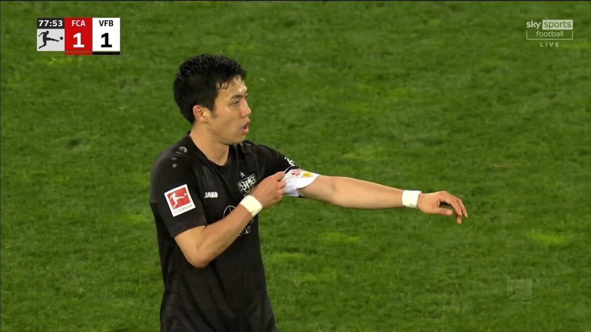 Wataru Endo vs Augsburg, captain's late shot to draw (22/04/2023)