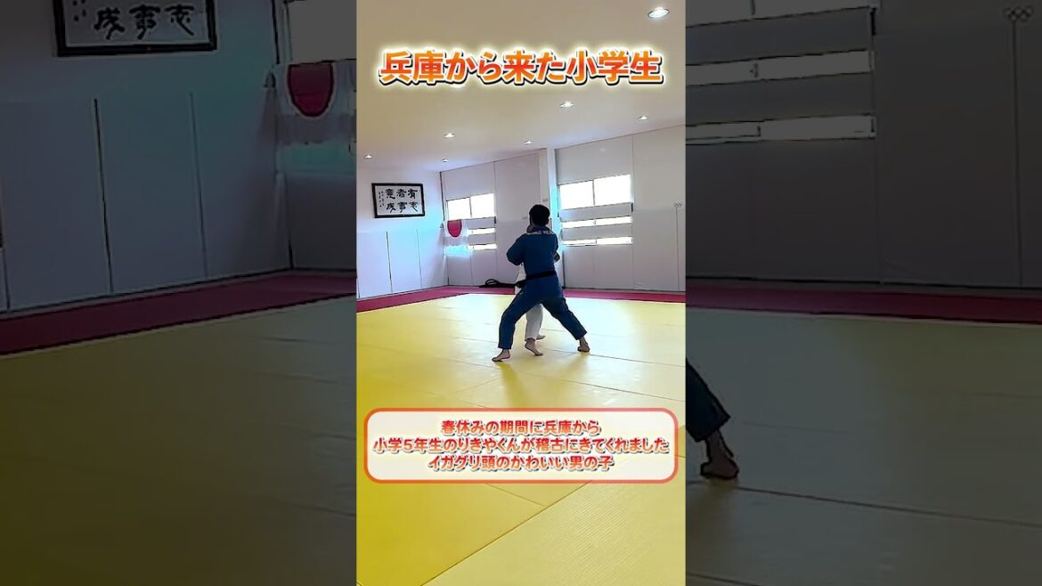 [Elementary school students' challenge]Elementary school students with cute igaguri heads and randori #shorts #judo #training