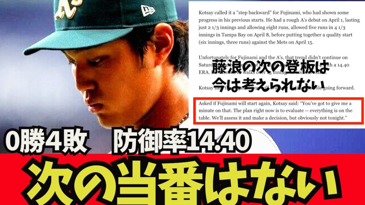 [Sad news]Fujinami, even in the local paper, it is written that he is disqualified from starting. Some people wondered why he was able to come to the majors.[What J reaction]Shohei Otani Shintaro Fujinami Akira Sasaki Masanao Yoshida Seiya Suzuki Trout