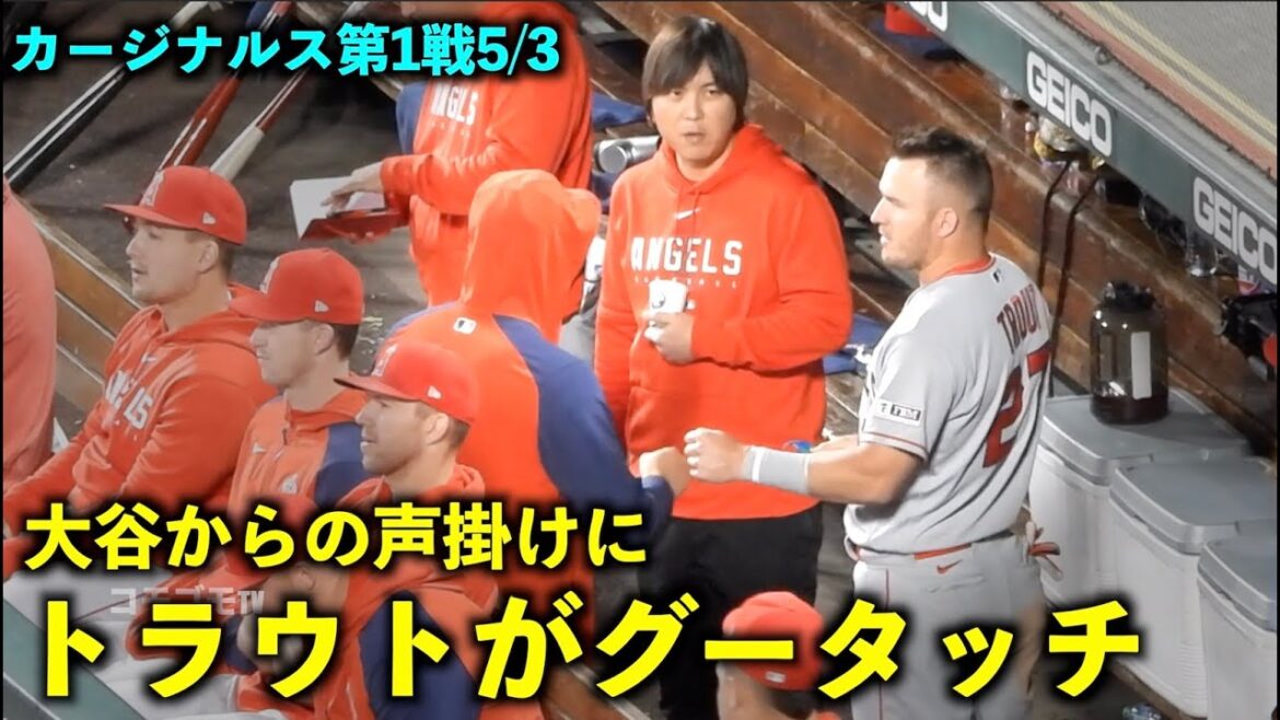 I'm curious about the contents! A trout who touches Shohei Otani's voice![Local footage]Angels vs Cardinals Game 1 May 3