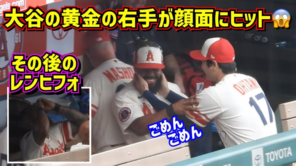 Ohtani's right hand hits Lenhifo directly in the face!  ️ Otani apologizes and Lenhifo afterward[Local video]6/11 vs Mariners ShoheiOhtani Angels