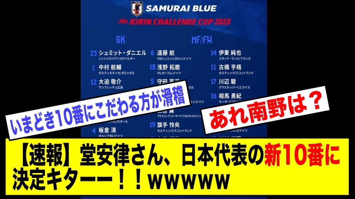 [Breaking news]Mr. Ritsu Doan has been decided as the new number 10 of the Japanese national team!  !  wwwwww