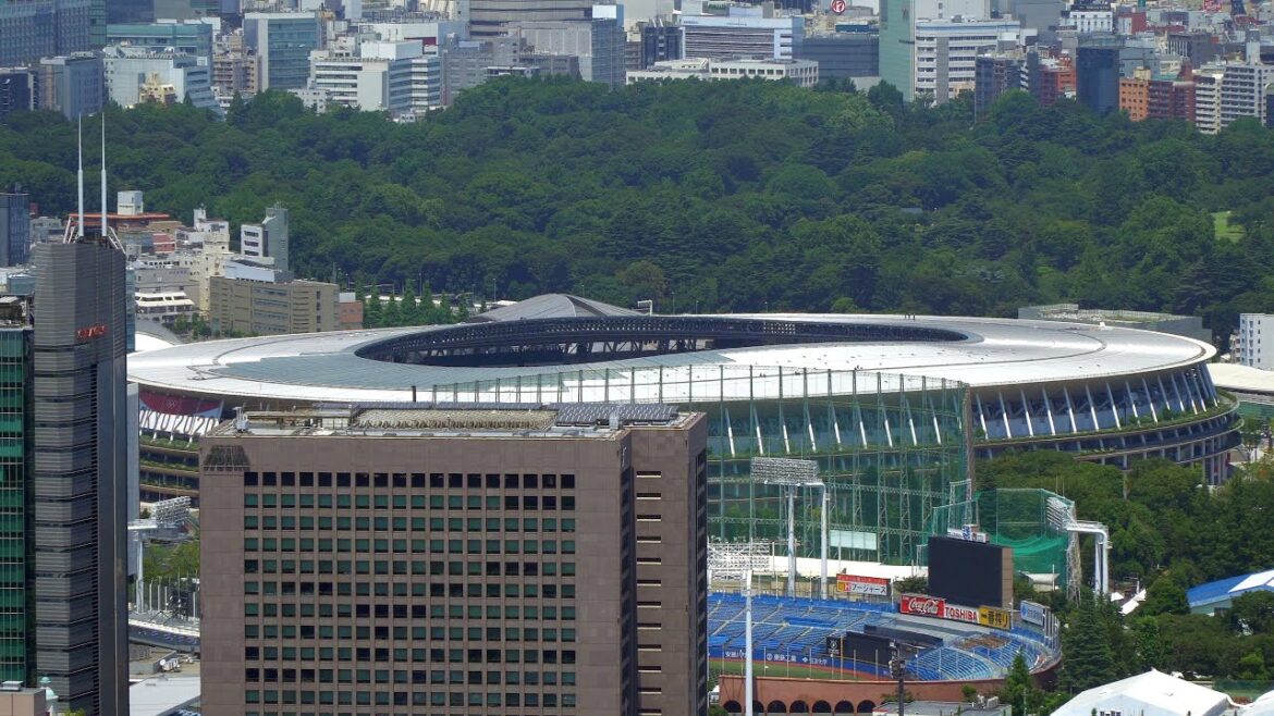 The scene of the National Stadium (Tokyo 2020 Olympic Stadium) the day before the opening of the Tokyo 2020 Olympics (July 22, 2021)