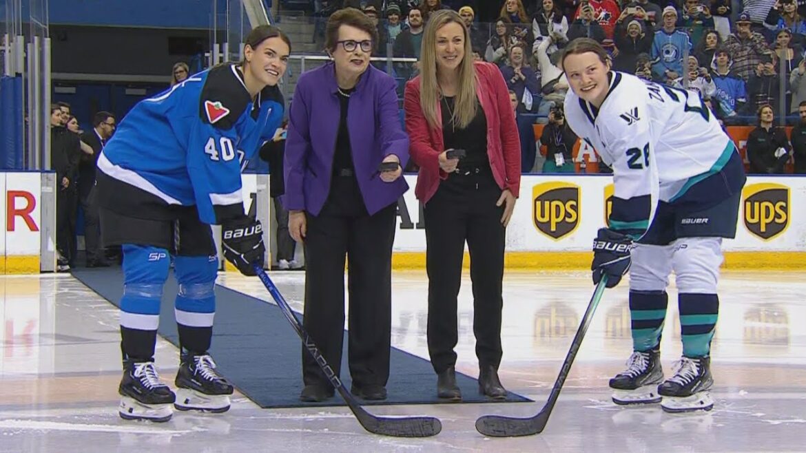 Billie Jean King drops ceremonial opening puck for 1st PWHL game | CBC Sports