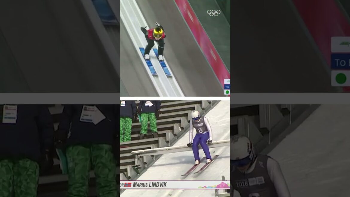 The journey of Marius Lindvik in a split-screen flashback! 🏅 #Gangwon2024