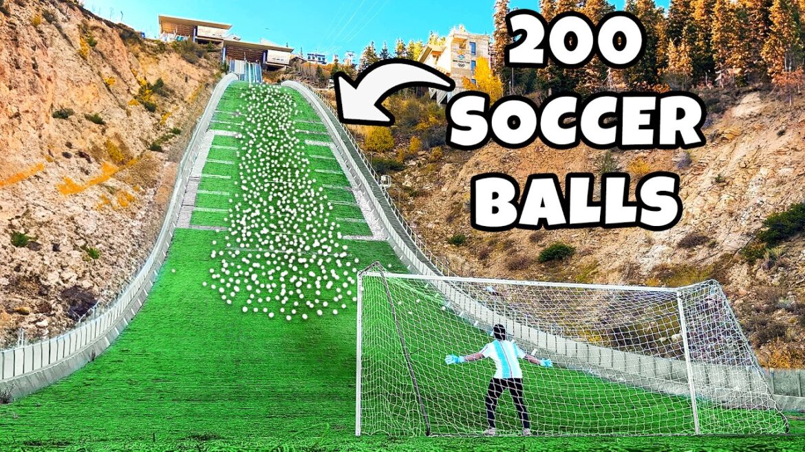 200 Soccer Balls Vs Goalie at Olympic Ski Jump 200 Soccer Balls Vs Goalie at Olympic Ski Jump