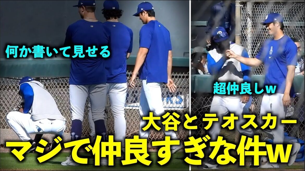 Otani and Teoscar Hernandez are really good friends and are always together, writing and showing things![Local footage]March 9 Dodgers spring training[Spring training]
