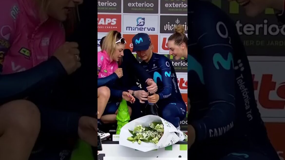 #TB: Sometimes winning a bike race is the easy part 😅🍾 #cycling #homeofcycling #movistar #shorts #TB: Sometimes winning a bike race is the easy part 😅🍾 #cycling #homeofcycling #movistar #shorts