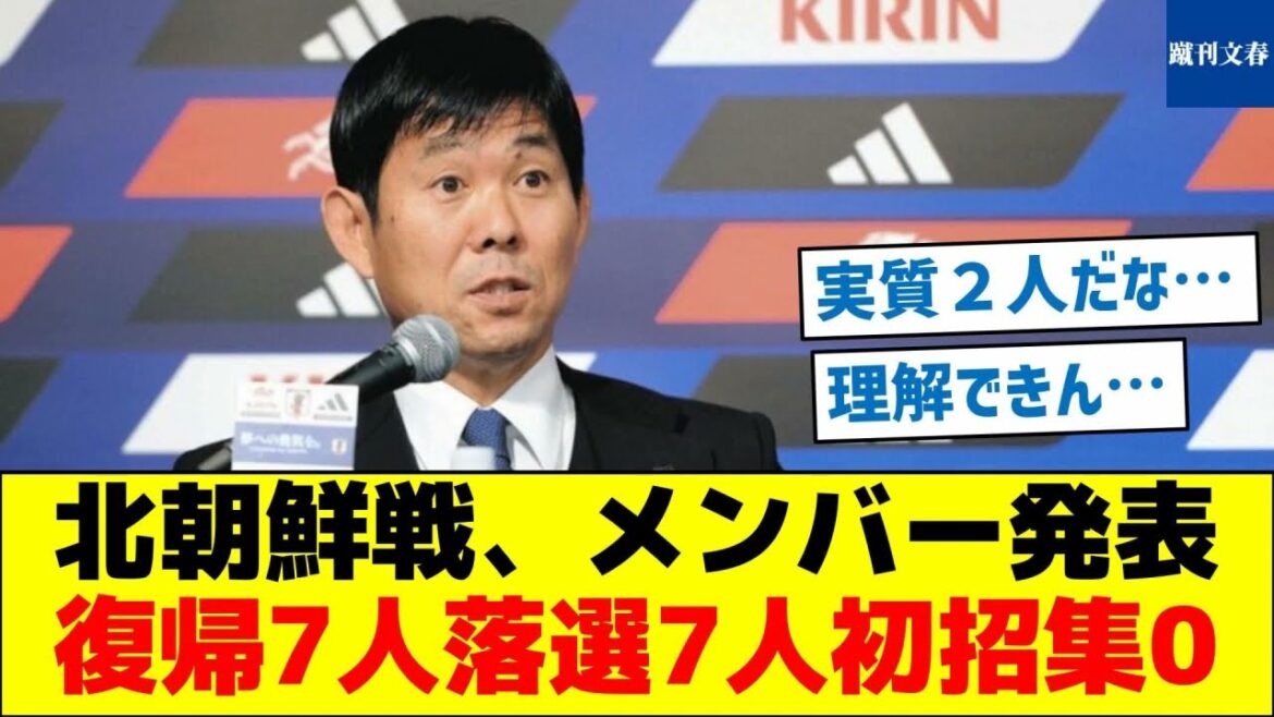 [Reasons for returning and being eliminated are clear]Team members announced for the match against North Korea: 7 returning players, 7 missing members, 0 first-time call-ups