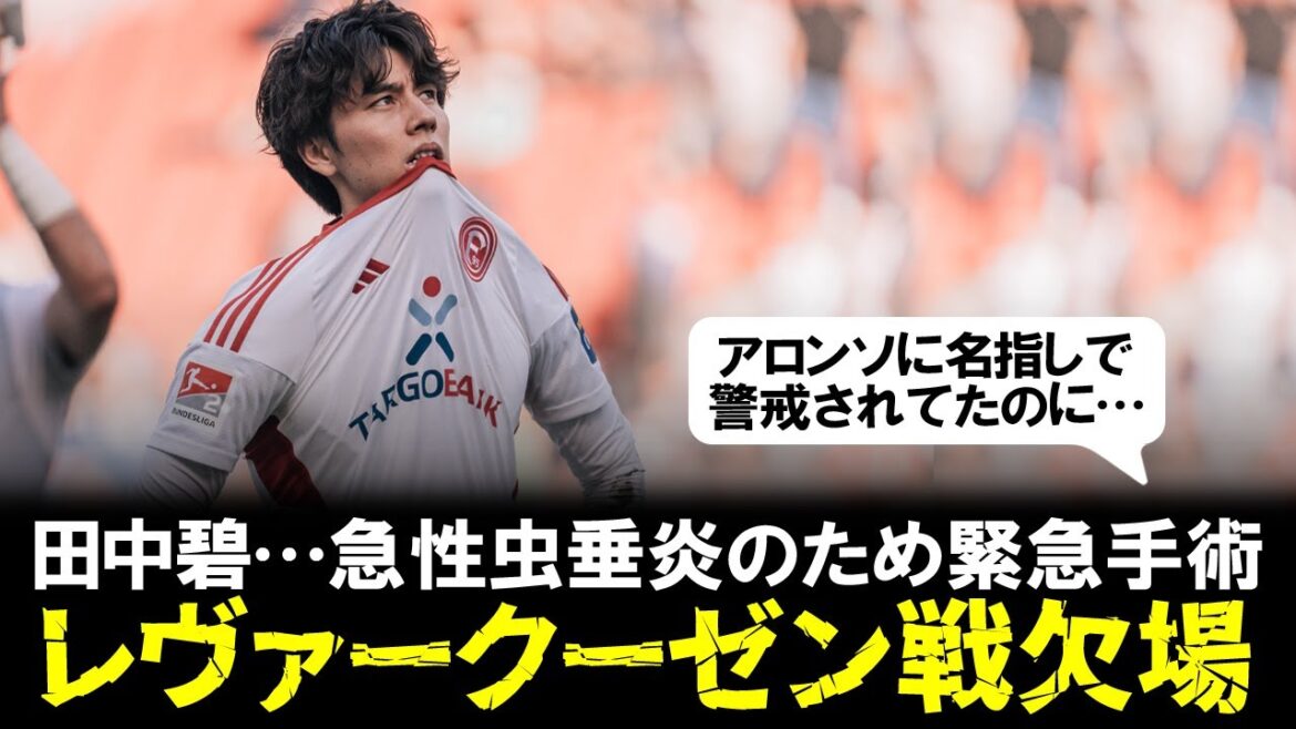 [Sad news]Aoi Tanaka will be absent from the DFB Pokal semi-final match against Leverkusen...It is said that she underwent surgery on her appendix due to acute appendicitis.Fortuna Düsseldorf Official X Announcement