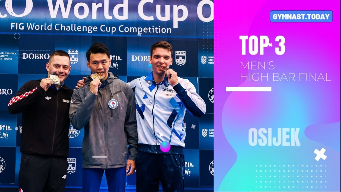 Top 3 in Men's High Bar Final - 2024 Osijek Gymnastics World Challenge Cup