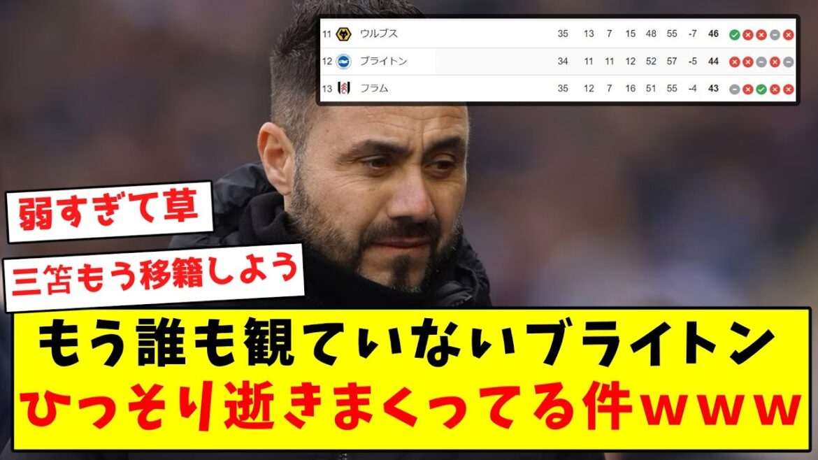 [Fading away]Brighton, which no one is watching anymore, is quietly passing away lol