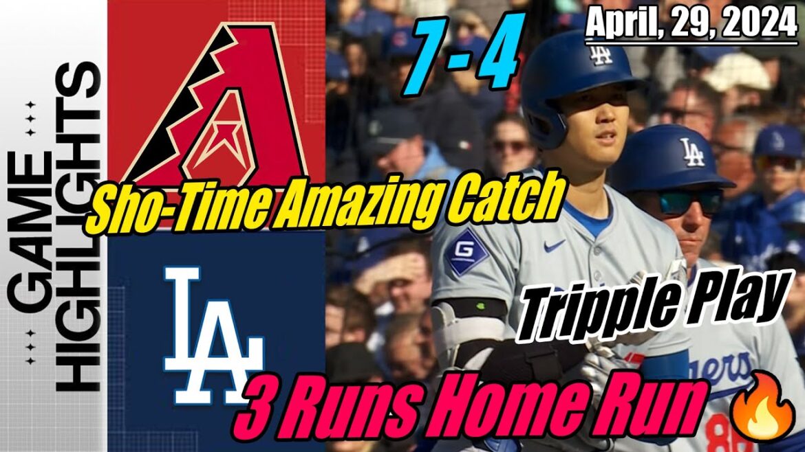 Dodgers vs Diamondbacks TODAY Highlights | Sho-Time Amazing Catch Game Tripple Play! 3 Runs Home Run
