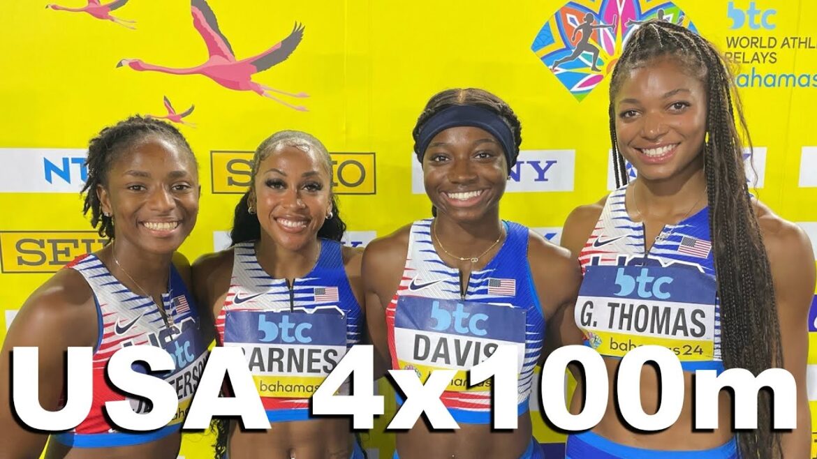 USA Women 4x100m Heats 1 World Athletics Relays Bahamas 2024 Paris Olympic Qualifying