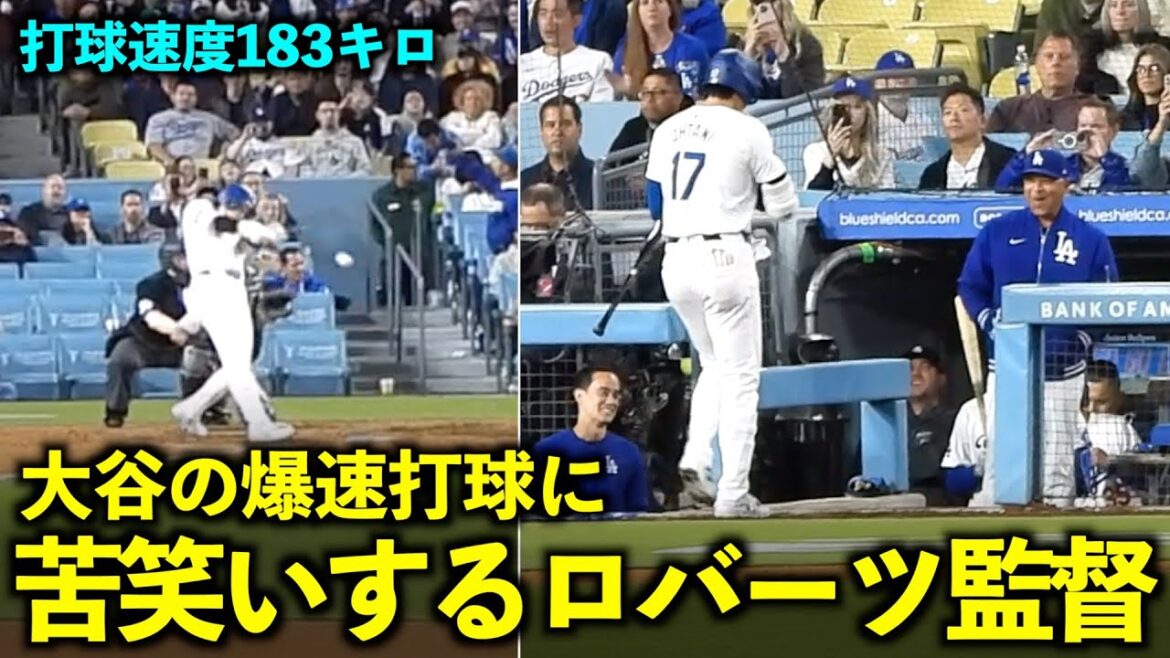 Too harsh lol Manager Roberts and Will Interpreter laugh bitterly at Shohei Otani's batting speed of 183km/h![Local footage]Dodgers vs. Diamondbacks Game 1, May 21st