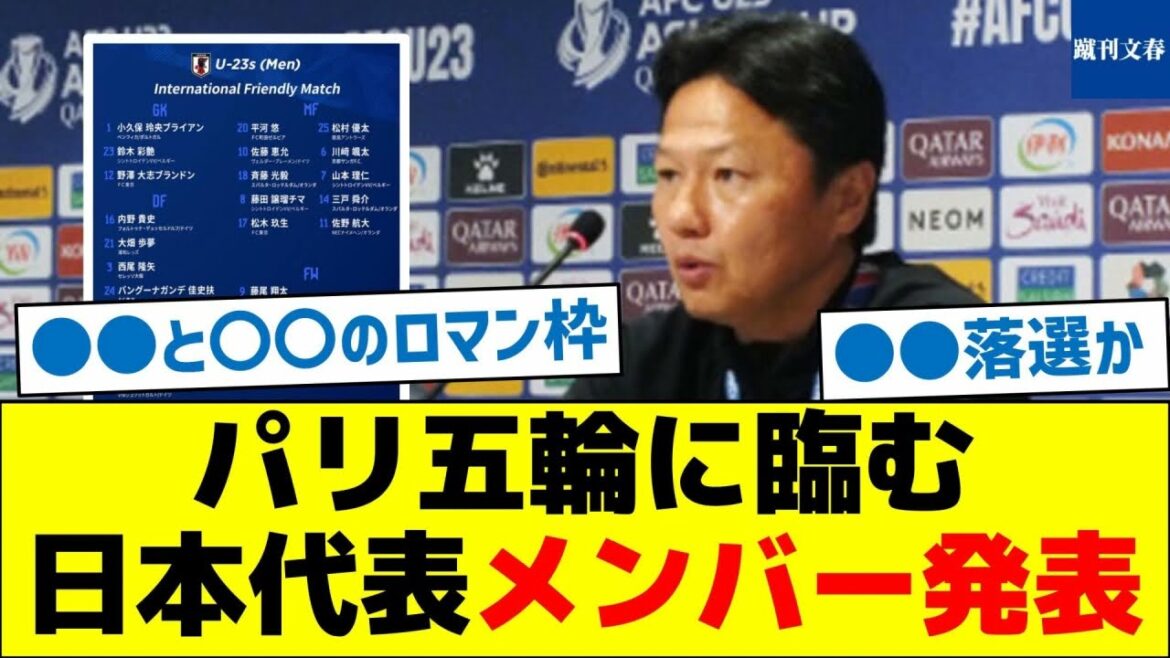 [First 25 players announced]Japan's national team members for the Paris Olympics announced